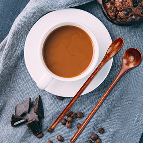 6Pcs Small Wood Coffee Spoons for Serving Honey Jars Stir Wooden Tablespoon