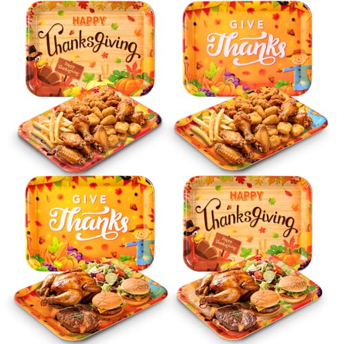 Vesici 4 Pack Thanksgiving Serving Trays, 13x10 Inch Melamine Platters - style: Thanksgiving