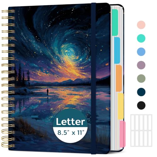 Taja Cute Large Spiral Lined Notebook for Work with 5 Removable Dividers - color: Z - Astral Echo