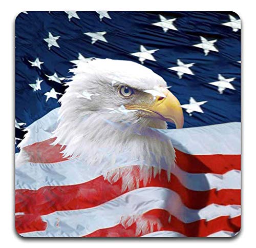 American Eagle Square Coaster Set - Made of Recycled Rubber - Set of 4 - color: American Eagle