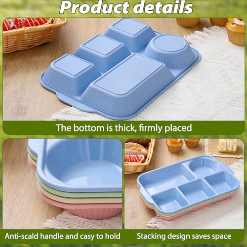 Pinkunn 8 Pcs 13'' Divided Plates for Adults Wheat Straw, Stylish - color: Stylish