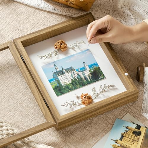 8x10 Brown Deep Shadow Box Picture Frame with HD Clear Glass - color: Brown, size: 8x10