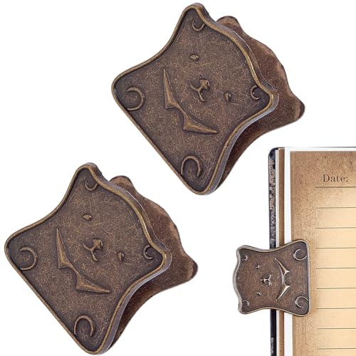CRASPIRE 2Pcs Bear Metal Journal Clip Cute Vintage Animal Notebook Page Holder with Bag Reusable Traveler Bill Binder Bronze Alloy Paper Clips Organizer Files for TN Travelers Art Reading Accessories - style: 2Pcs Bear
