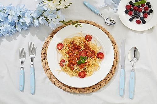 ANNOVA Silverware Set, Retro/Rivet Colorful Stainless Steel Tableware Kitchen Flatware Set Utensils, Includes Dinner Knives, Forks, Spoons, Salad Forks & Dessert Spoons (Sky Blue, 20 Pieces) - color: Light Blue