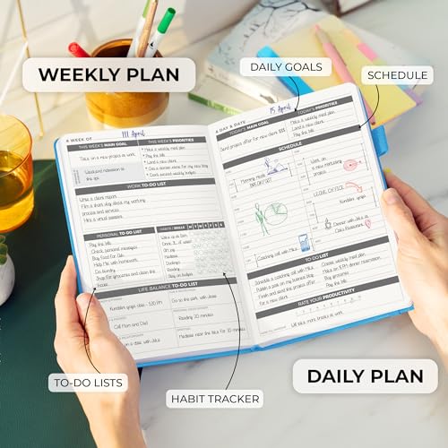 Clever Fox Daily Planner, Undated Professional & College Day, Blue - color: Blue (Undated)