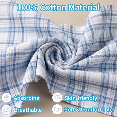 5 Pack Soft Cotton Handkerchiefs for Men - Assorted Plaid & Striped Patterns, Highly Absorbent & Machine Washable, 16"×16" Premium Pocket Squares for Men for Formal & Daily Use