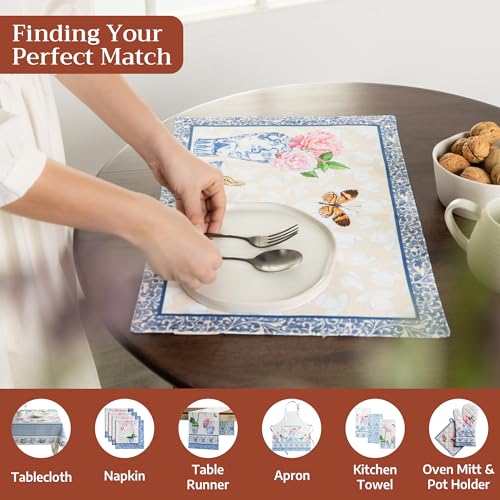 Maison d' Hermine Placemats Set of 4 Reusable 100% Cotton (13"x19") - color: 025 - Canton, size: 13" X 19" (Pack of 4)