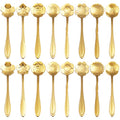 16 Pieces Flower Spoon Coffee Teaspoon Set, PBIEHSR Stainless Steel Coffee Tea Spoons for Drink Mixing Milkshake Jam (Gold-16) - style: Gold-16