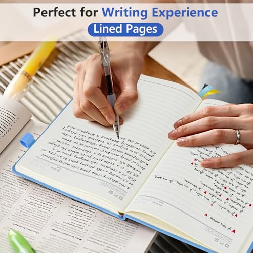 Lined Notebook 5.9"x8.5", Hardcover Leather Journal for Women Men,160 Pages - color: Blue, size: Lined Page
