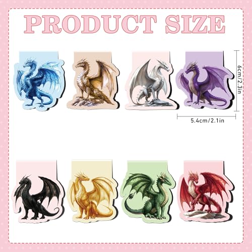 Cool Dragon Magnetic Bookmarks, 8 Pcs Fantasy Power Dragon with Wings Magnet Page Markers Unique Book Clips for Reading, Gifts for Men Book Lovers Students Teachers Office School - style: Cool Dragon