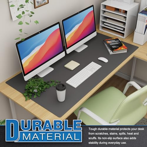 K KNODEL Extra Large Desk Mat, Leather Mouse Pad (47.2"x23.6", Dark Gray) - color: Dark Gray, size: 47.2" x 23.6"