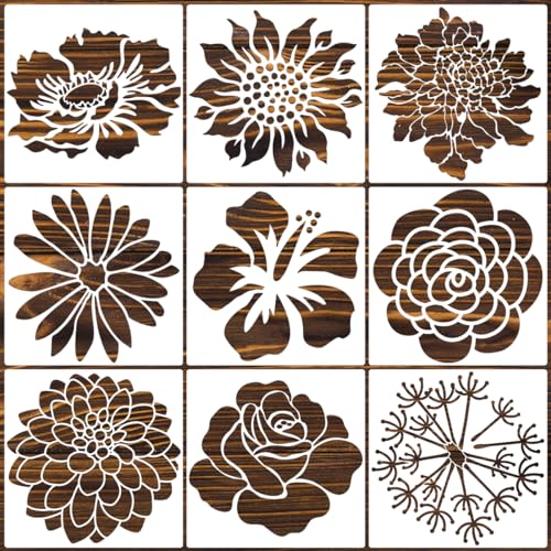 Large Flower Stencils for Walls 14inch Floral Stencils for Wood Fence - style: Flowers