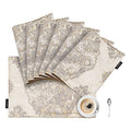 Loom and Mill Luxury Elegant Damask Placemats Double-Layer, Set of 6, Beige - color: Beige+grey+gold_rome, size: 6 Pieces