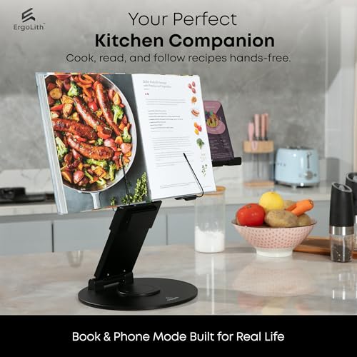 3 in 1 Laptop Stand for Desk, Book Stand & Phone Holder, Sky Black