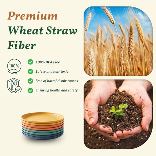 Homienly 5.7 Inch Small Plates-Wheat Straw Mini Plate, Unbreakable Plate Set Ideal for Dessert, Appetizers, Small Serving, Side Dish, Lightweight Dessert Dishes Plates, Set of 8, Colorful - color: Classic Bright, size: 5.7 Inch