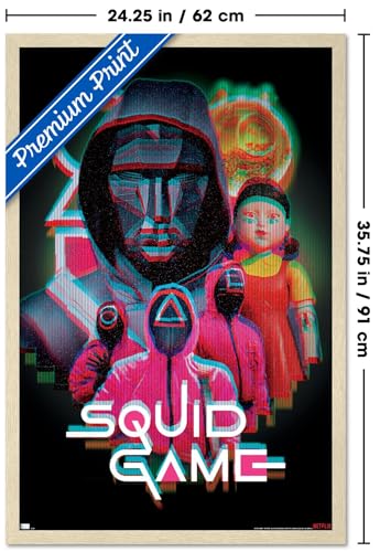 Trends International Netflix Squid Game: Season 2 - Group Glitch Wall Poster, 34L x 22.4W, Blonde Framed Version - color: Blonde Framed Version, size: 34"L x 22.4"W