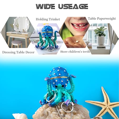 YU FENG Octopus Trinket Box Hinged Jewelry Organizer Sea Animal Figurine - color: Octopus