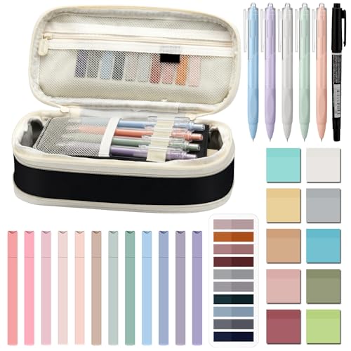 Jutom 39 Pcs Aesthetic Book Annotation Kit,Black,Cute Style - color: Black, style: Cute Style