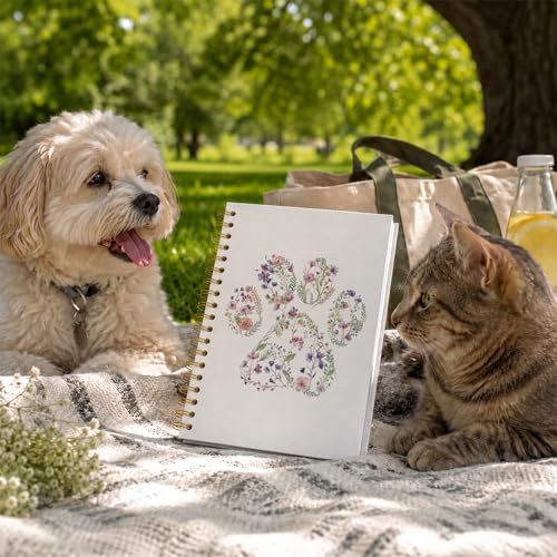 VONTP Cute Dog Paw Floral Journal Notebooks, 5.5x8.3 Inches - color: 001-Dog