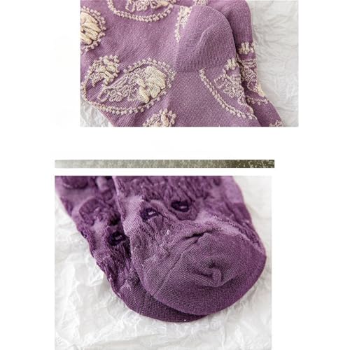 Lavish Lavender Argyle Frill Socks for Women, Dress Socks - color: 5pair-purple