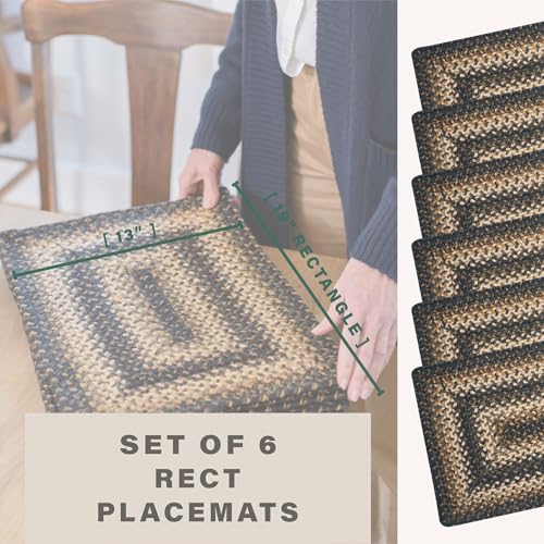 Homespice Kilimanjaro Jute Braided Placemats, Rect 13x19 Set of 6 - color: Kilimanjaro