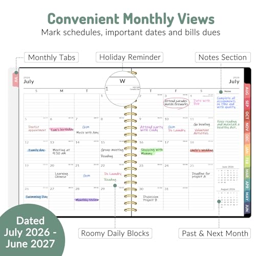 Forvencer Academic Planner 2026-2027, Weekly & Monthly Calendar Planner, A4 - color: Black, size: 8.5"x11" (Jul 2026 - Jun 2027)