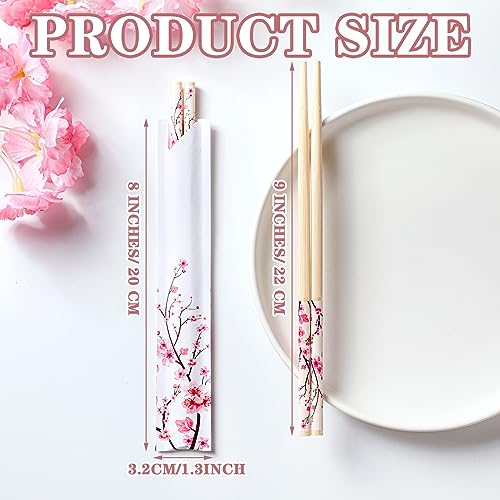 50 Pairs Cherry Disposable Bamboo Chopsticks Bulk Sleeved