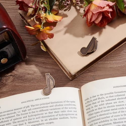 CRASPIRE 2Pcs Musical Note Theme Journal Clip Metal Book Vintage Antique Bronze Paper Binder Clips Decorative Page Holder Travelers Notebook Sketchbook Organizer School Office Accessories - style: Musical Note