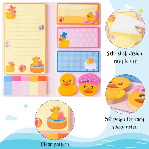 Xqumoi Duck Lovers Sticky Notes Set - Just A Girl Who Loves Ducks Self-Stick Note Pads Cartoon Animal Duckie Writing Memo Pad Page Marker Bookmarker Back to School Office Party Favors Supplies - color: 1pack-duck