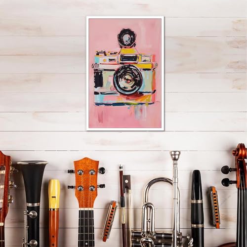 Trendy Camera Canvas Wall Art Funky Watercolor Camera Poster Preppy Photographer Gift Y2k Pink Room Aesthetic Prints Painting For Home Bedroom Dorm Apartment Wall Decor 16x24in Unframed - color: Multi 01 Unframed, size: 16L" x 24W"