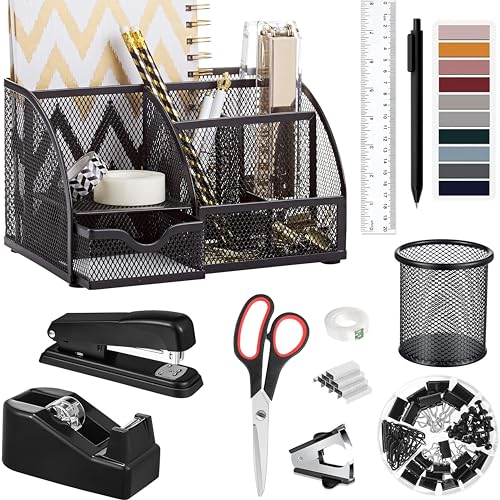 Scindaly Office Desk Accessories 12-Piece & Desk Organizers and Accessories - color: Black