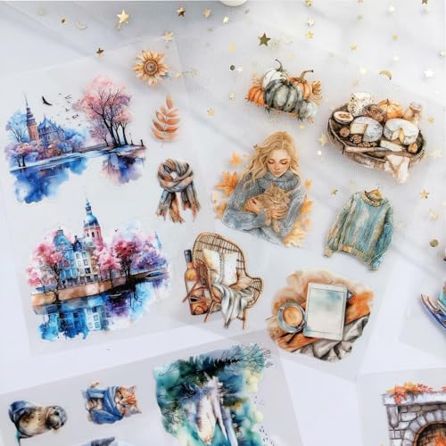 Nature Scrapbook Stickers for Scrapbooking, Girls PET Washi Sticker Book - color: Plan