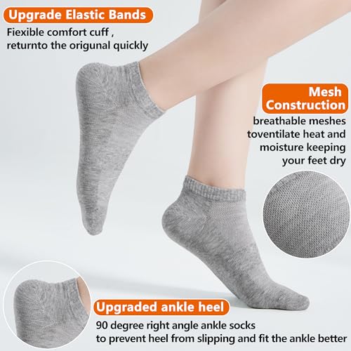 ATBITER 12 Pairs Ankle Socks Womens/Men Thin Low Cut No Show Athletic Socks - color: 12 Pairs Grey, size: Small
