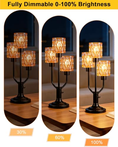 Lightdot Mid Century Modern Table Lamp for Living Room Vintage Dimmable - color: 13-Black-Amber-Cylinder
