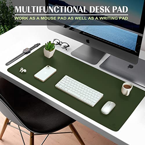 K KNODEL Large Office Desk Mat, Leather Mouse Pad (31.5"x15.7", Dark Green) - color: Dark Green, size: 31.5" x 15.7"