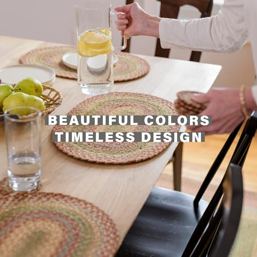 Homespice Azalea Jute Braided Placemats, Rect 13x19 Set of 4 - color: Azalea