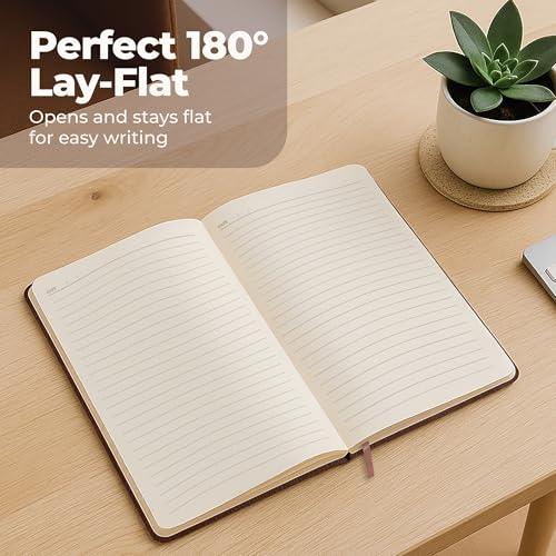 Lined Leather Bound Journal Notebook, A5 Hardcover Journals for Men & Women - color: Brown, size: A5 300 Pages