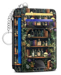 Kelvoris Credit Card Holder Small Wallet Women, Slim RFID, Goth Bookshelf - color: Book Skull