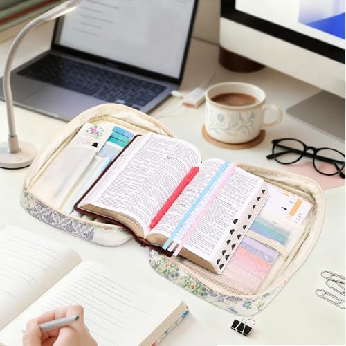 XKDOUS Bible Cover Case for Women Bible Bag Journaling Kit w/Study Supplies - color: Green & Blue Patchwork, size: Large
