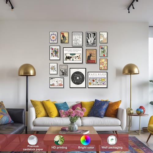 LANCHI95 15PCS Unframed Vintage Esoteric Eclectic Art - Maximalist Decor - color: Eclectic 16