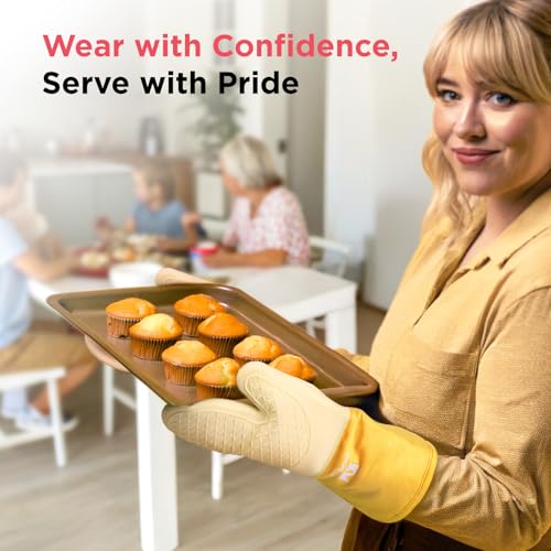Kitchen Mama UltraShield Silicone Oven Mitts, Yellow - color: Yellow