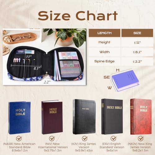 XKDOUS Bible Cover Case for Women Bible Bag Journaling Kit w/Study Supplies - color: Canvas Navy, size: Large