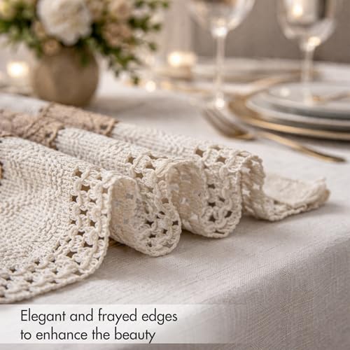 Ruvanti Placemats Set of 6, 17.5"x12" Polycotton Place Mats - Tobacco Band - color: Tobacco Band