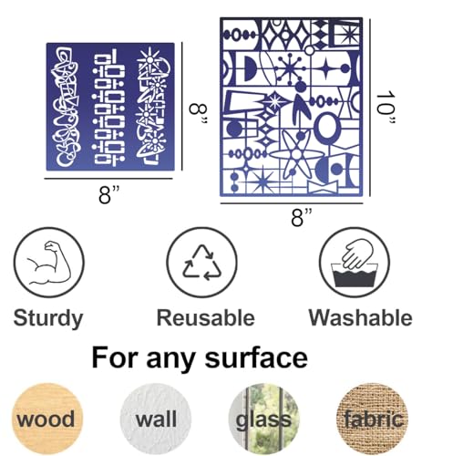 Stencils for Crafts Reusable Texture Stencils for Painting 10"x8" - style: Abstract