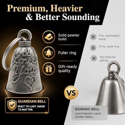 Guardian Bell Celtic Good Luck Bell w/Keyring & Black Velvet Gift Bag | Motorcycle Bell | Lead-Free Pewter | Made in USA - color: Silver