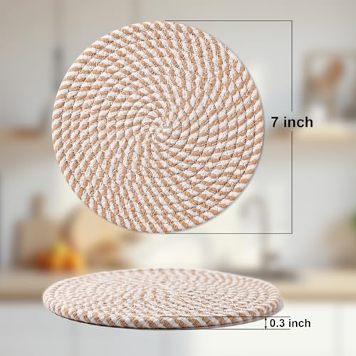 7 Inch Trivets for Hot Dishes, Pot Holders for Kitchen, Hot Pads, Coasters - color: Brown