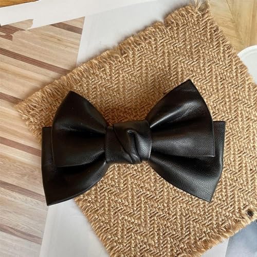 2Pcs Black PU Leather Bow Hair Clip, Korean Style Hairpin,Clips and Barrettes,Hair Accessories