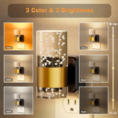 JandCase Night Lights Plug into Wall, Color Changing Night Light - color: Gold-3CCT, size: 1 Pack