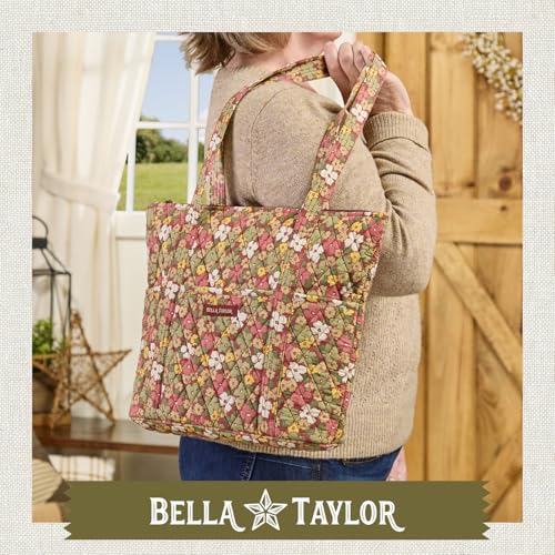 Bella Taylor Stride Tote, Quilted Shoulder Bag for Women - color: Autumn Garden