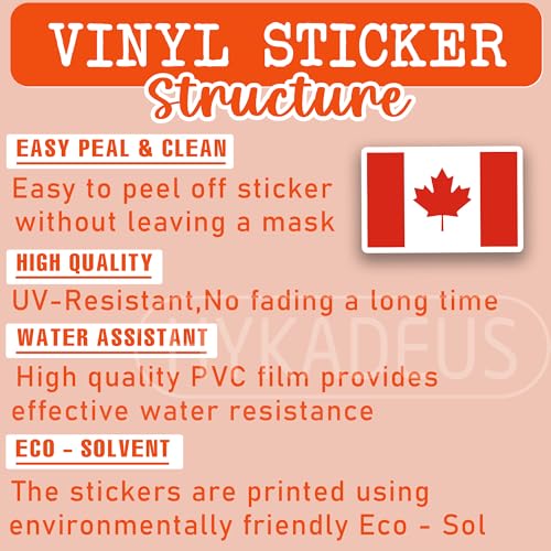 (3Pcs) Canada Flag Stickers – Canadian National Flag Vinyl Decals, 3" x 2" - color: Canada